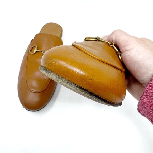 GUCCI Princetown Loafers Tan Brown Mules Shoes Slippers Horsebit EU 35.5 US 5.5 - Picture 11 of 13